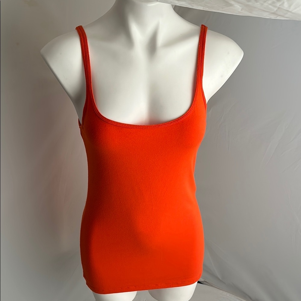 C Wonder orange scoop neck thin strap tank top